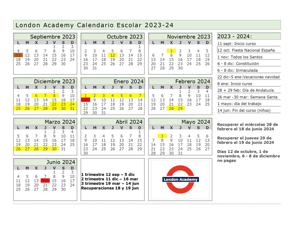 Calendario escolar 2023 2
